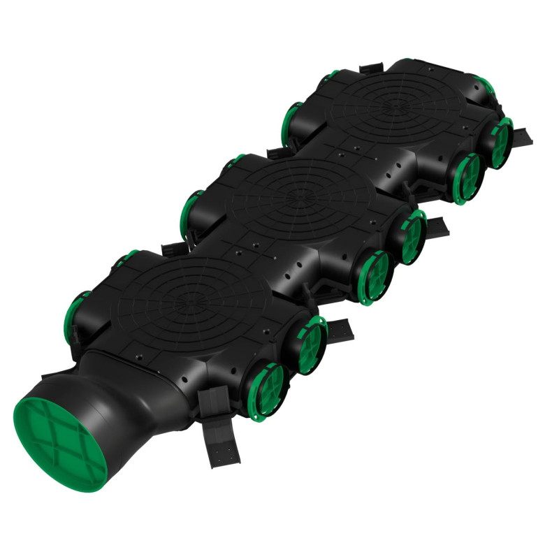 cutie de distributie cu racord lateral o160 / 14xo75 awenta, negru