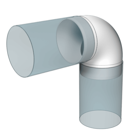 cot din pvc pentru tubulatura o75 mm, unghi 90° cu etansare