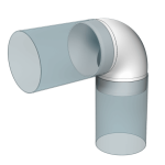 cot din pvc pentru tubulatura o75 mm, unghi 90° cu etansare