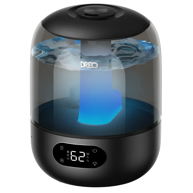 umidificator dreo 306, rezorvor 3l, capacitate de umidificare 250 ml/h, senzor umiditate, ceata rece, autonomie 30 ore, negru