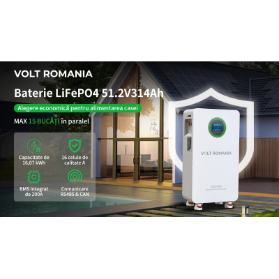 Acumulator 51.2V 314Ah LiFePO4 Battery 16kWh BMS 210A  Carcasa Metalica Energy Storage MFUZOP