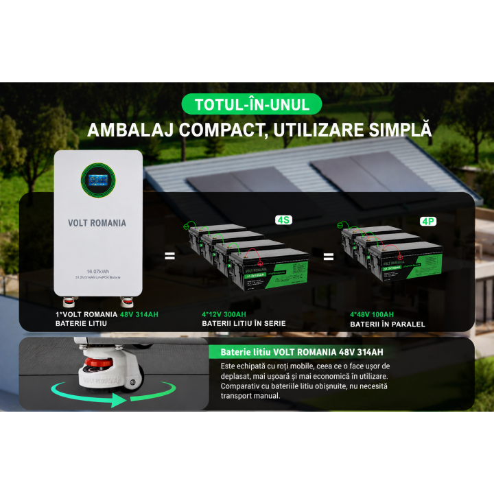 Acumulator 51.2V 314Ah LiFePO4 Battery 16kWh BMS 210A  Carcasa Metalica Energy Storage MFUZOP