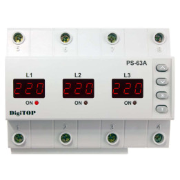 Releu comutator automat de faza si protectie tensiune, DigiTOP PS PRO-63A