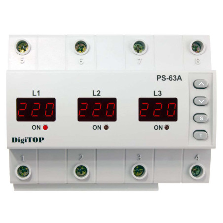 Releu comutator automat de faza si protectie tensiune, DigiTOP PS PRO-63A