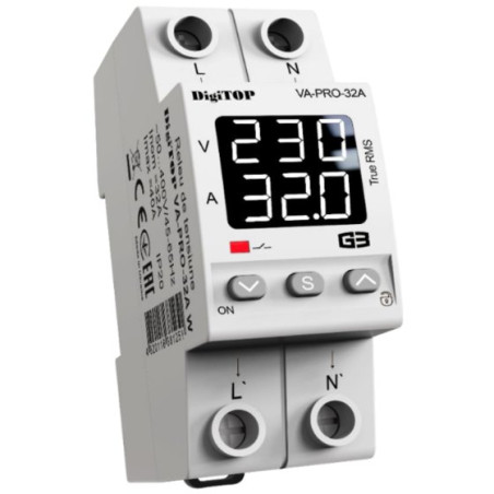 Releu de protectie tensiune-amperaj monofazat, DigiTOP VA PRO-32A