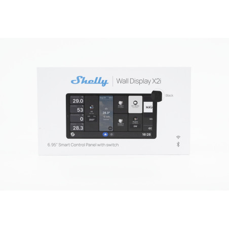 shelly wall display x2i black - panou tactil inteligent 6.95", wi-fi 6 & bluetooth 5.0, hub de control si releu 5a