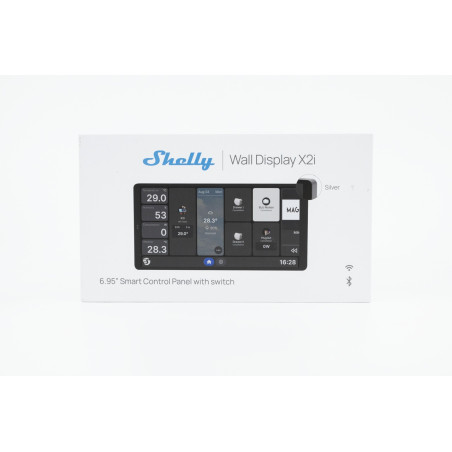 shelly wall display x2i silver - panou tactil inteligent 6.95", wi-fi 6 & bluetooth 5.0, hub de control si releu 5a
