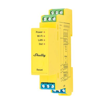 controler de iluminare shelly rgbww pro wifi cu 5 canale, montat pe sina din