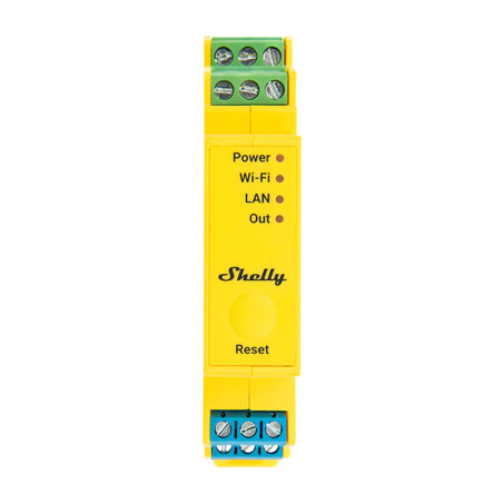 controler de iluminare shelly rgbww pro wifi cu 5 canale, montat pe sina din