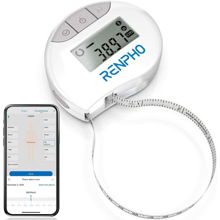 aparat de masurat inteligent pentru circumferinta corpului renpho, banda de masurare bluetooth pentru masurarea dimensiunilor co