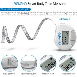 aparat de masurat inteligent pentru circumferinta corpului renpho, banda de masurare bluetooth pentru masurarea dimensiunilor co