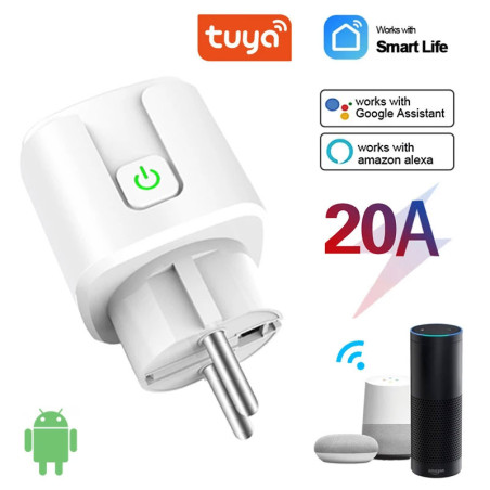 priza inteligenta rovo cz04 wifi, 20a, monitorizare energie, alexa, google assistant