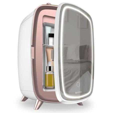 mini frigider pentru cosmetice cecotec coolingbeauty 6000 mirror, 6l, usa cu oglinda exterioara, lumina led cu 3 intensitati, ra