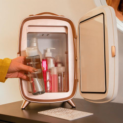 mini frigider pentru cosmetice cecotec coolingbeauty 6000 mirror, 6l, usa cu oglinda exterioara, lumina led cu 3 intensitati, ra