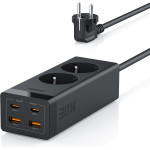 prelungitor tessan , zts-fs01de, 2x usb-c, 2x usb, 2 prize, incarcare rapida usb-c, 30w, 2m, negru