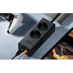 prelungitor tessan , zts-fs01de, 2x usb-c, 2x usb, 2 prize, incarcare rapida usb-c, 30w, 2m, negru