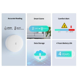 senzor inteligent de temperatura si umiditate zigbee sonoff snzb-02p (rotund)