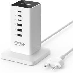 prelungitor tip turn tessan ts-cs04, 6 prize, 4 usb, 2 usb-c, 30 w, cablu 2m