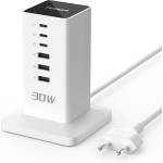 prelungitor tip turn tessan ts-cs04, 6 prize, 4 usb, 2 usb-c, 30 w, cablu 2m prelungitor tip turn tessan ts-cs04, 6 prize, 4 usb, 2 usb-c, 30 w, cablu 2m