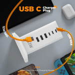 prelungitor tip turn tessan ts-cs04, 6 prize, 4 usb, 2 usb-c, 30 w, cablu 2m prelungitor tip turn tessan ts-cs04, 6 prize, 4 usb, 2 usb-c, 30 w, cablu 2m