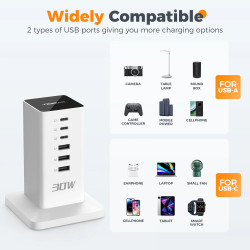 prelungitor tip turn tessan ts-cs04, 6 prize, 4 usb, 2 usb-c, 30 w, cablu 2m
