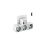 priza multipla tessan ts-323-c, 3 prize, 1 port usb-c, 2 porturi usb, 240 v, alb ,2500w 10a