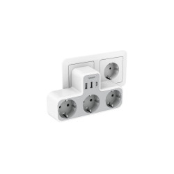 priza multipla tessan ts-323-c, 3 prize, 1 port usb-c, 2 porturi usb, 240 v, alb ,2500w 10a