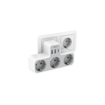 priza multipla tessan ts-323-c, 3 prize, 1 port usb-c, 2 porturi usb, 240 v, alb ,2500w 10a