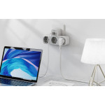 priza multipla tessan ts-323-c, 3 prize, 1 port usb-c, 2 porturi usb, 240 v, alb ,2500w 10a