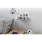 priza multipla tessan ts-323-c, 3 prize, 1 port usb-c, 2 porturi usb, 240 v, alb ,2500w 10a
