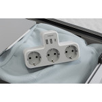 priza multipla tessan ts-323-c, 3 prize, 1 port usb-c, 2 porturi usb, 240 v, alb ,2500w 10a