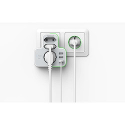 priza multipla tessan ts-327, 3 prize, 3 porturi usb, 240 v, alb ,3600w, 16a