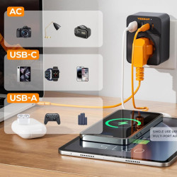 adaptor tessan ts-fw01de00, 2xusb-c, 2xusb a, 30 w, 16a