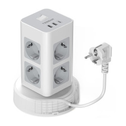prelungitor tip turn tessan tps03rx-de-c, 8 prize, 2x usb a, 1x usb-c, 3a, 3600w, cablu 2m