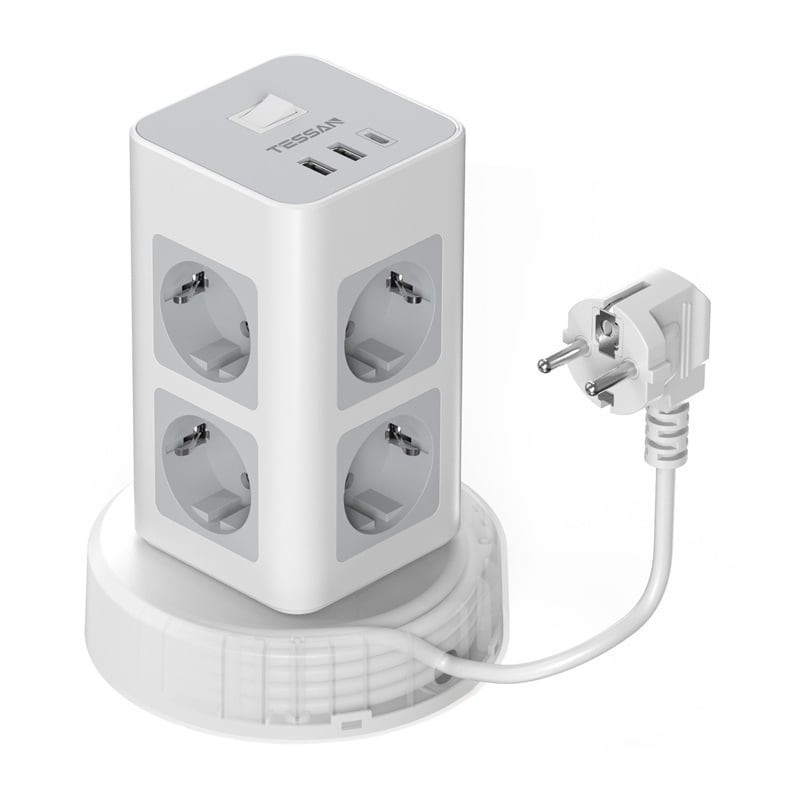 prelungitor tip turn tessan tps03rx-de-c, 8 prize, 2x usb a, 1x usb-c, 3a, 3600w, cablu 2m prelungitor tip turn tessan tps03rx-de-c, 8 prize, 2x usb a, 1x usb-c, 3a, 3600w, cablu 2m
