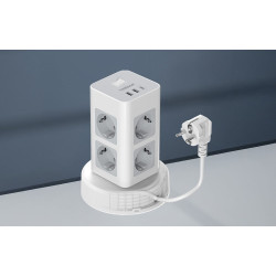 prelungitor tip turn tessan tps03rx-de-c, 8 prize, 2x usb a, 1x usb-c, 3a, 3600w, cablu 2m