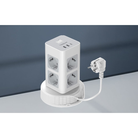 prelungitor tip turn tessan tps03rx-de-c, 8 prize, 2x usb a, 1x usb-c, 3a, 3600w, cablu 2m