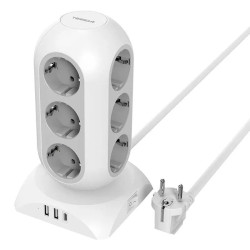 prelungitor tip turn tessan tps02-de-c, 12 prize, 2xusb 3a, 1xusb-c, cablu 2m