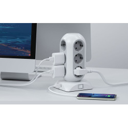 prelungitor tip turn tessan tps02-de-c, 12 prize, 2xusb 3a, 1xusb-c, cablu 2m