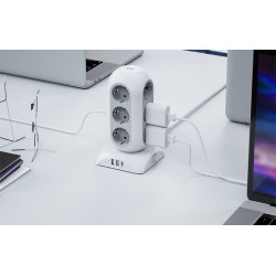 prelungitor tip turn tessan tps02-de-c, 12 prize, 2xusb 3a, 1xusb-c, cablu 2m