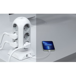 prelungitor tip turn tessan tps02-de-c, 12 prize, 2xusb 3a, 1xusb-c, cablu 2m