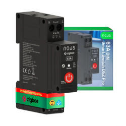 siguranta smart nous d5z pro, 32a continuu, 63a varf scurt, zigbee 3.0, 1 canal, masurare energie (w, kwh, v, a), montare pe sin