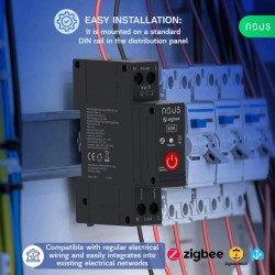 siguranta smart nous d5z pro, 32a continuu, 63a varf scurt, zigbee 3.0, 1 canal, masurare energie (w, kwh, v, a), montare pe sin