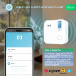 detector smart monoxid de carbon nous e12 zigbee, senzor electrochimic, alarma ,  85,  db, monitorizare co (ppm), zigbee 3.0, mo