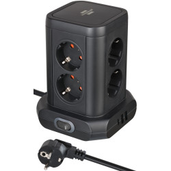 prelungitor tip turn brennenstuhl, 8 prize, 2 x usb a, 1 x usb-c, cablu 2m, pozitionare prize 45 ,