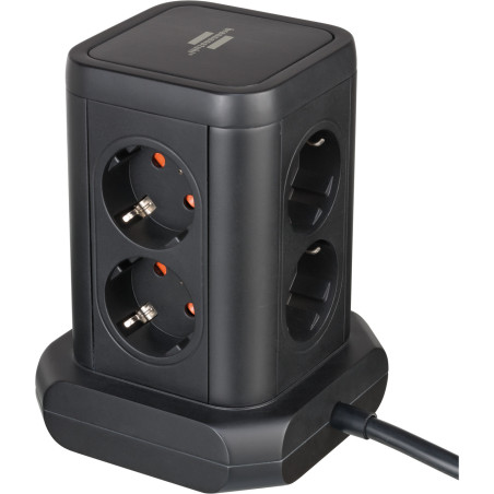 prelungitor tip turn brennenstuhl, 8 prize, 2 x usb a, 1 x usb-c, cablu 2m, pozitionare prize 45  ,
