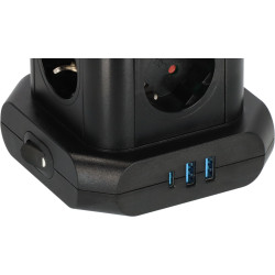 prelungitor tip turn brennenstuhl, 8 prize, 2 x usb a, 1 x usb-c, cablu 2m, pozitionare prize 45  ,