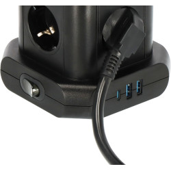 prelungitor tip turn brennenstuhl, 8 prize, 2 x usb a, 1 x usb-c, cablu 2m, pozitionare prize 45  ,
