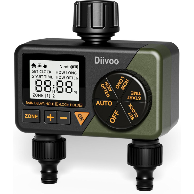 programator automat pentru irigare diivoo di-wt08m-degn, 2 zone, ipx5, functie rain delay programator automat pentru irigare diivoo di-wt08m-degn, 2 zone, ipx5, functie rain delay