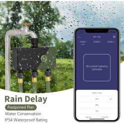 programator wifi automat pentru irigare diivoo di-wt11w-eugn, 3 zone, ip54, functie rain delay, control aplicatie, rfid 60m